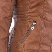 Dames jas met capuchon | Getailleerde jas in leren look