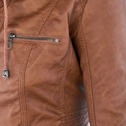 Dames jas met capuchon | Getailleerde jas in leren look