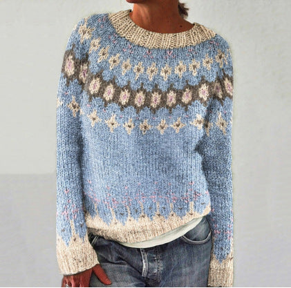 Dames trui met patroon | Met ronde hals