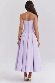 Corset Midi Jurk met Volle Rok