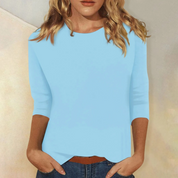 Women's basic shirt with round neck and long sleeves