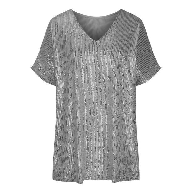 Ladies sequin top with V-neck for festive occasions
