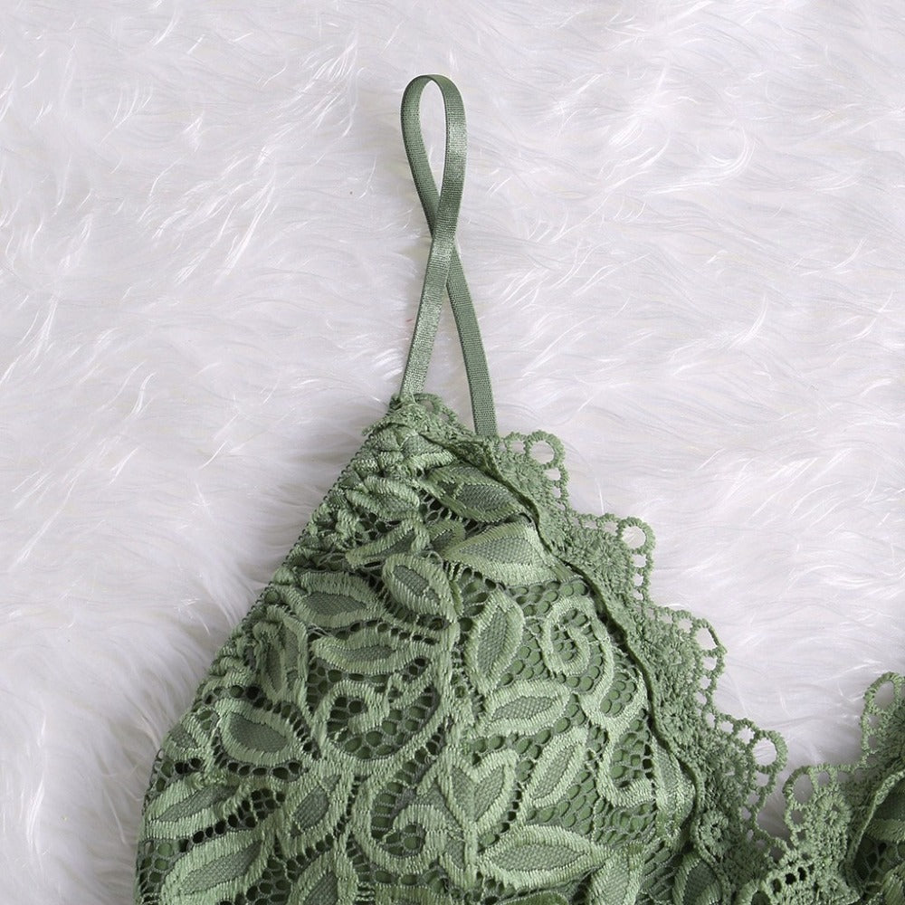 Women's mesh top with spaghetti straps and lace