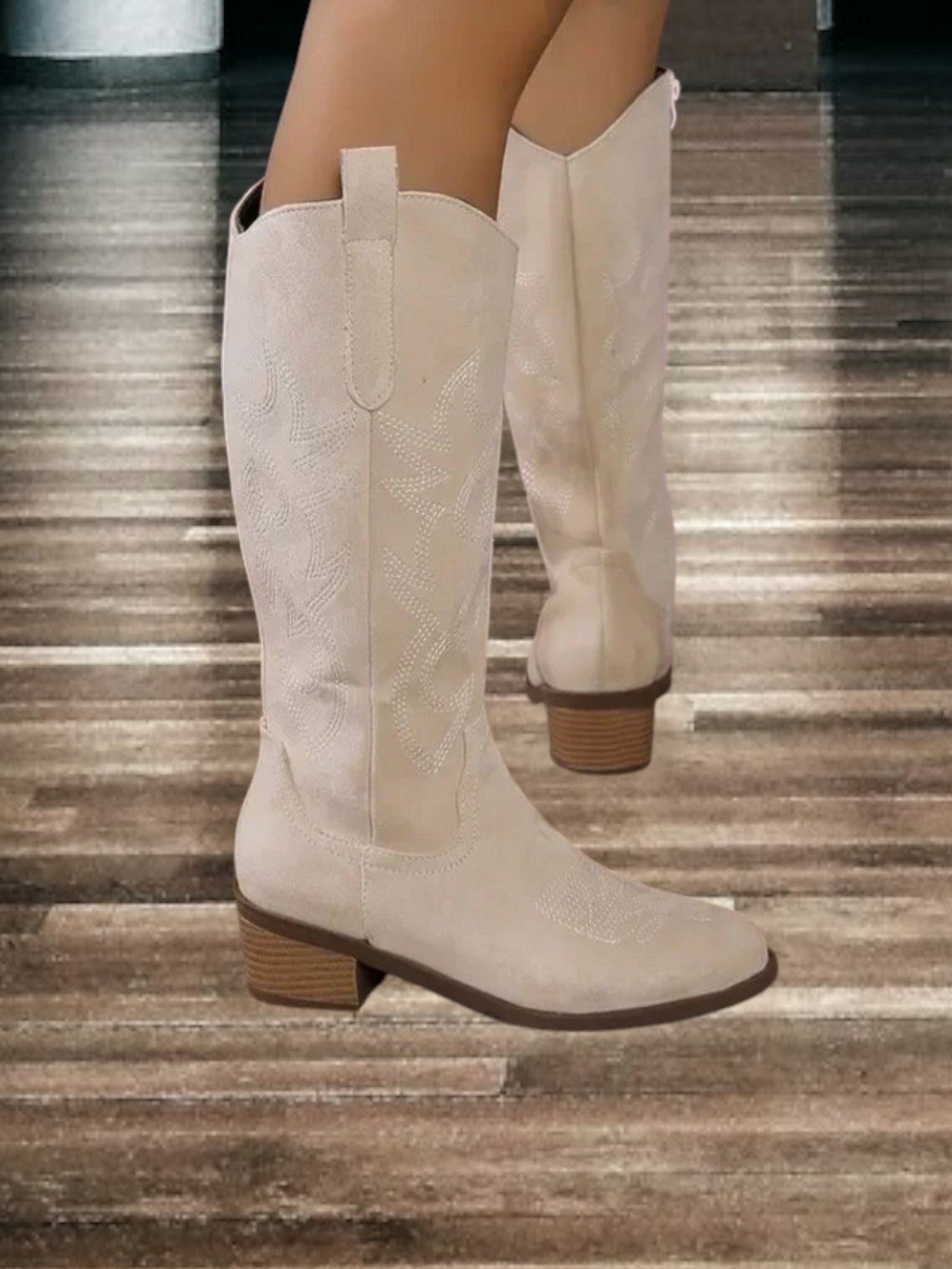 Kniehoge dames cowboy laarzen | Met lage blokhak