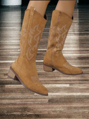 Kniehoge dames cowboy laarzen | Met lage blokhak