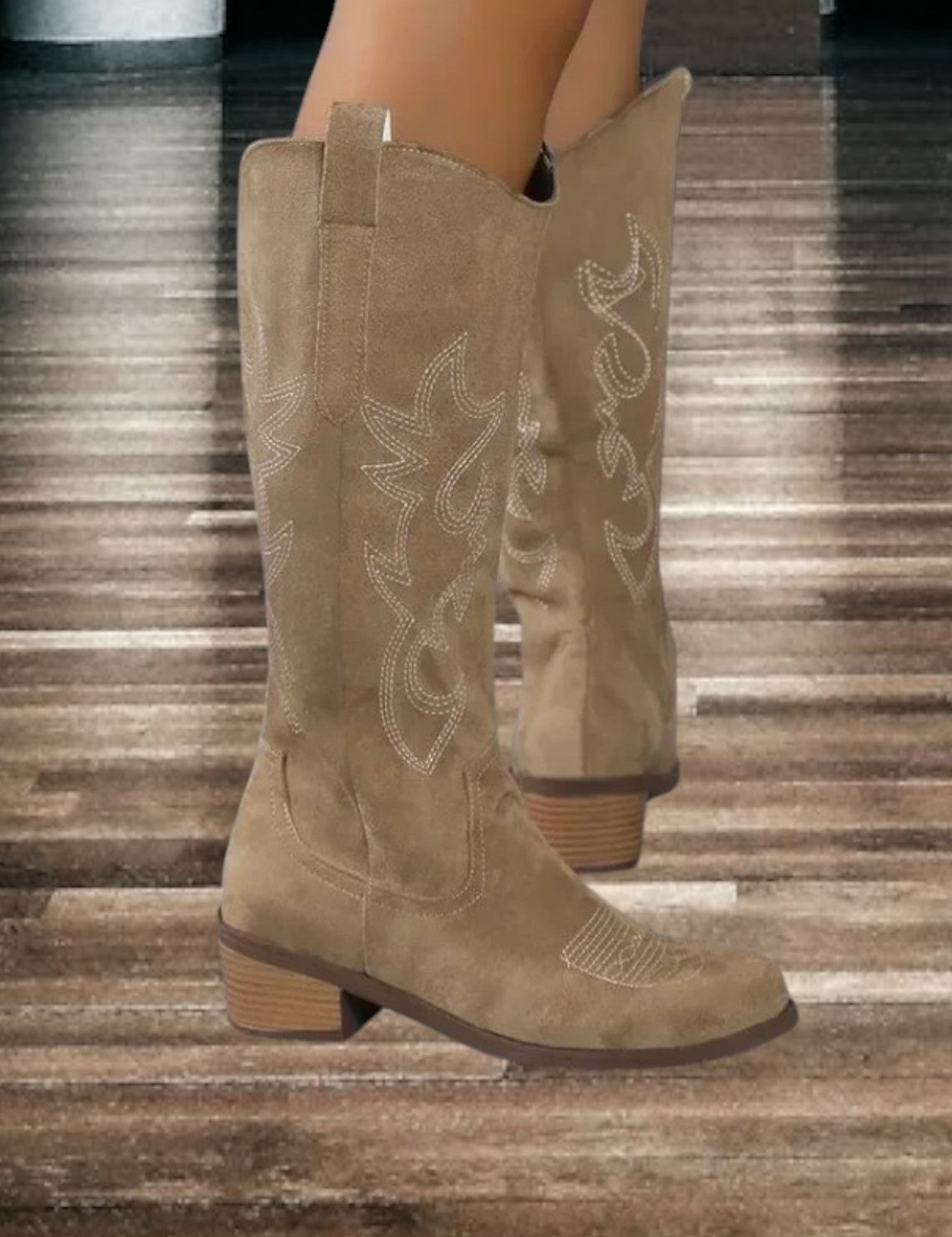 Kniehoge dames cowboy laarzen | Met lage blokhak