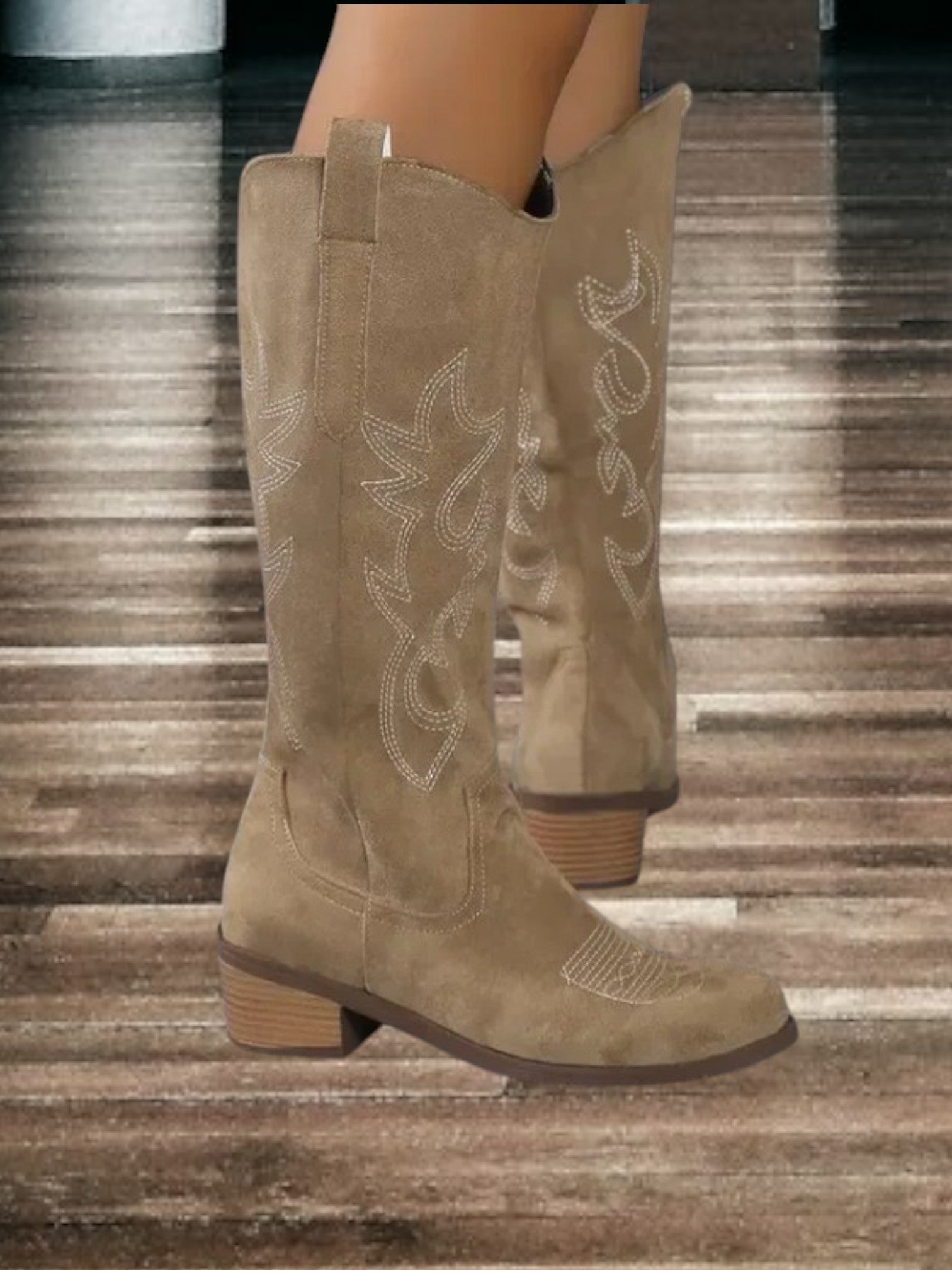 Kniehoge dames cowboy laarzen | Met lage blokhak