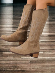 Kniehoge dames cowboy laarzen | Met lage blokhak