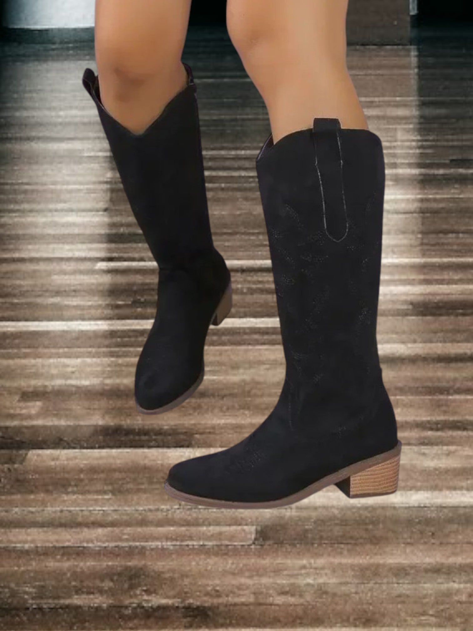 Kniehoge dames cowboy laarzen | Met lage blokhak