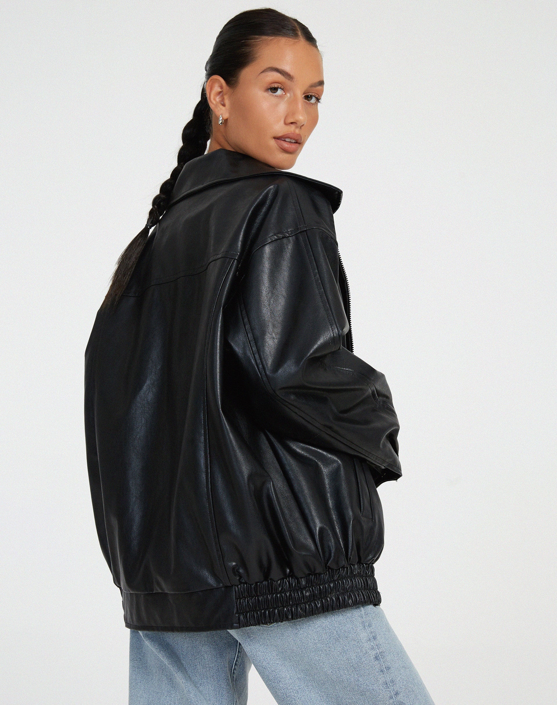 Leren look jas dames - Oversized met handige zakken