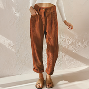 Dames ribfluweel broek met hoge taille en wijde pijpen