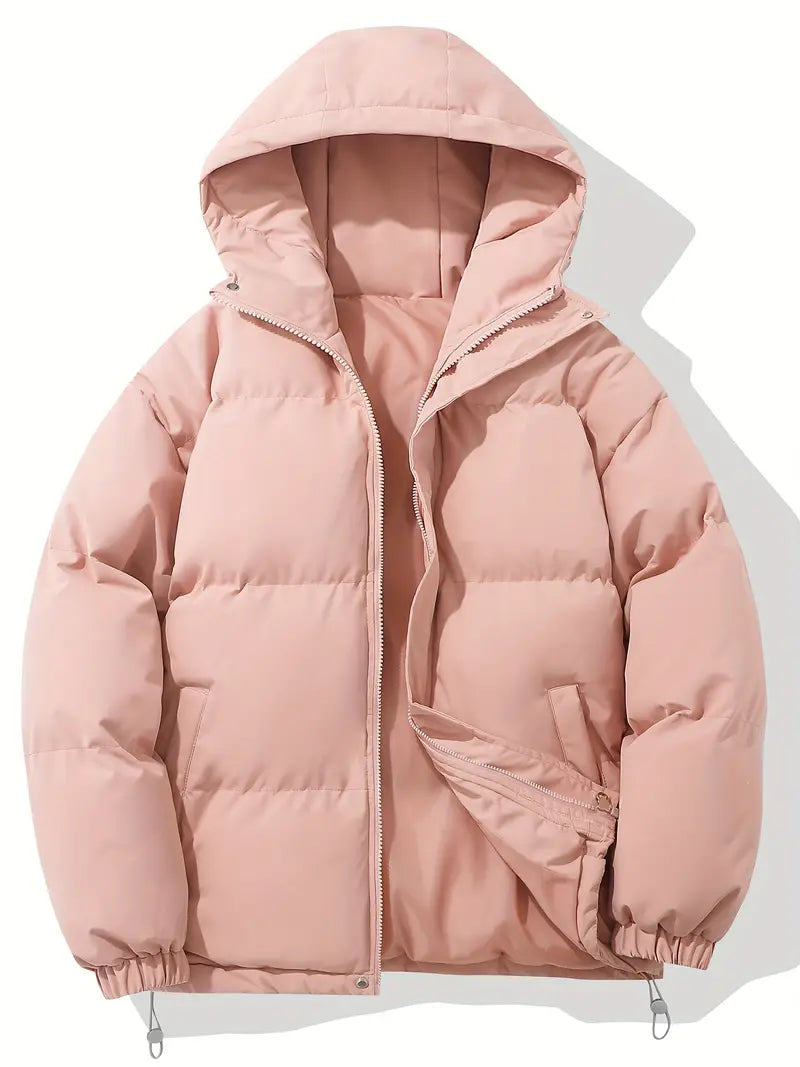 Kort Dames Gewatteerd Jack met Hoge Kraag | Puffer Jacket met Capuchon