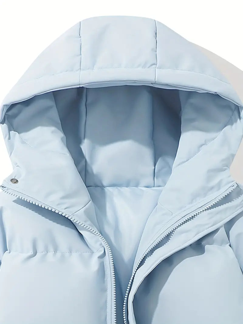 Kort Dames Gewatteerd Jack met Hoge Kraag | Puffer Jacket met Capuchon