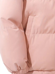 Kort Dames Gewatteerd Jack met Hoge Kraag | Puffer Jacket met Capuchon