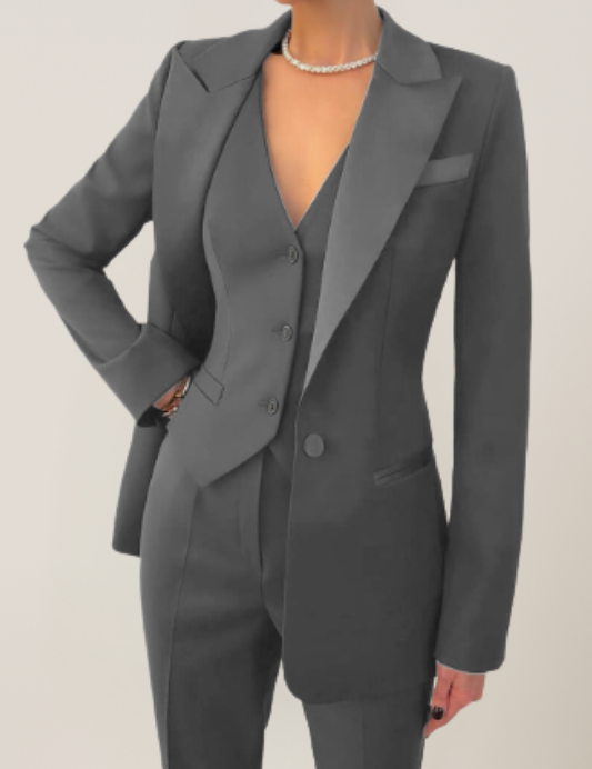 Dames chique 3-delig kostuum | Getailleerde blazer set