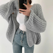 Oversized chunky knit vest met pofmouwen | Grof gebreid cardigan