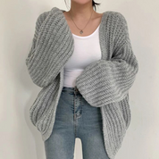 Oversized chunky knit vest met pofmouwen | Grof gebreid cardigan