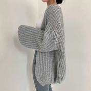 Oversized chunky knit vest met pofmouwen | Grof gebreid cardigan