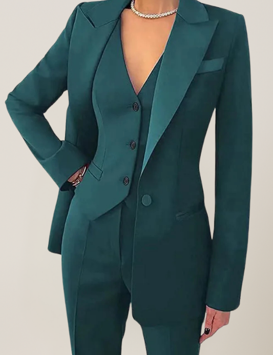 Dames chique 3-delig kostuum | Getailleerde blazer set