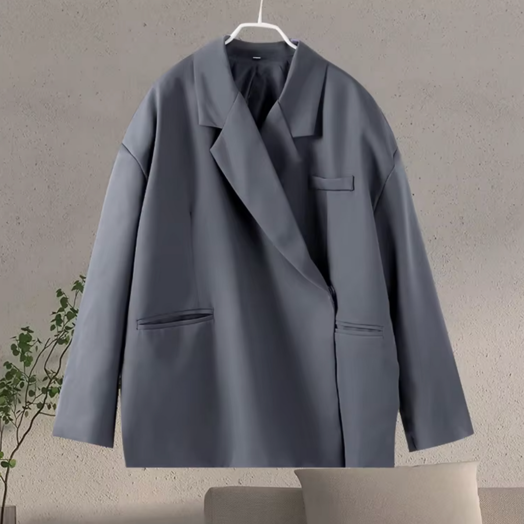 Dames oversized blazer met lange en dubbele rij knopen | Colbert