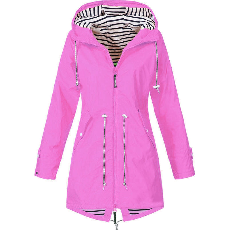 Dames regenjas met capuchon | Lichtgewicht wind- en waterdicht jack
