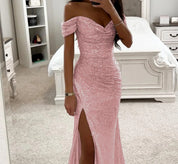 Glitter Zeemeermin Avondjurk met Off-Shoulder Hals