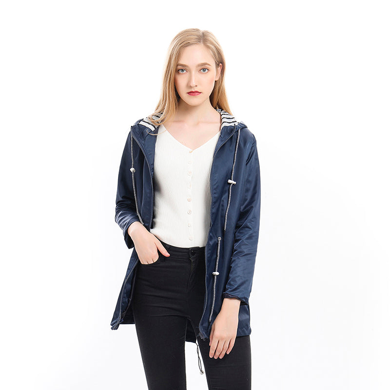 Dames regenjas met capuchon | Lichtgewicht wind- en waterdicht jack