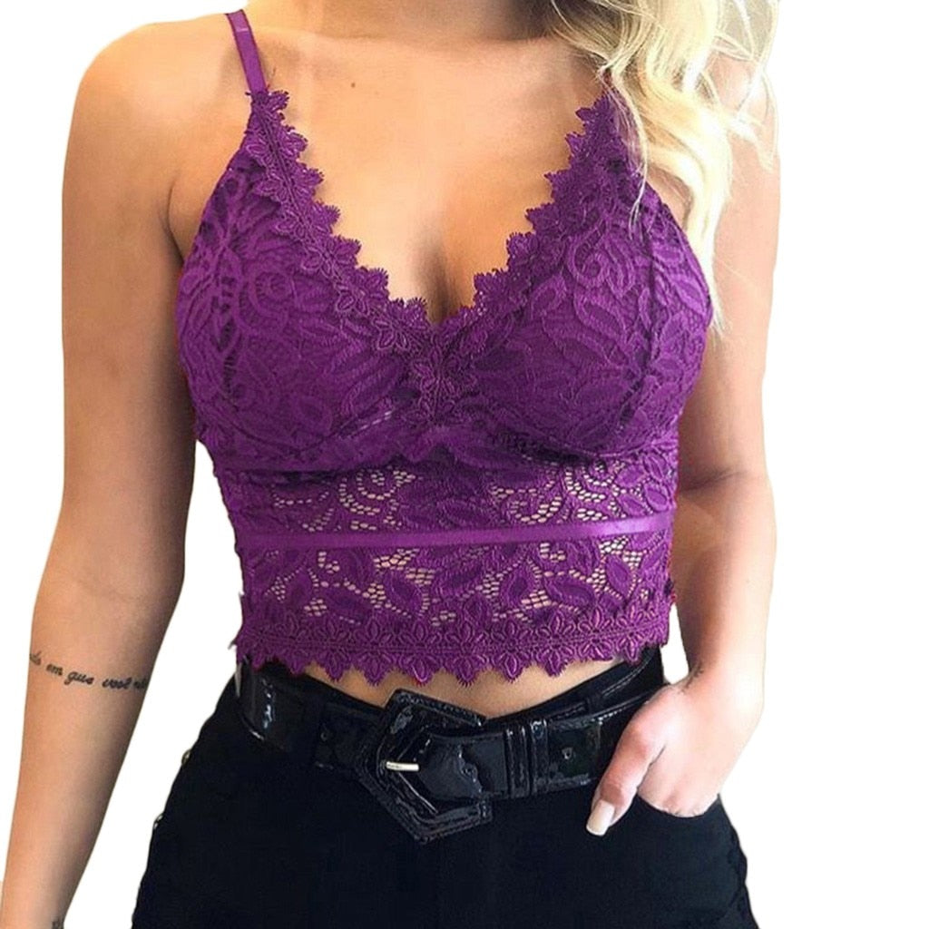 Women's mesh top with spaghetti straps and lace