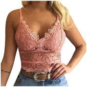 Women's mesh top with spaghetti straps and lace