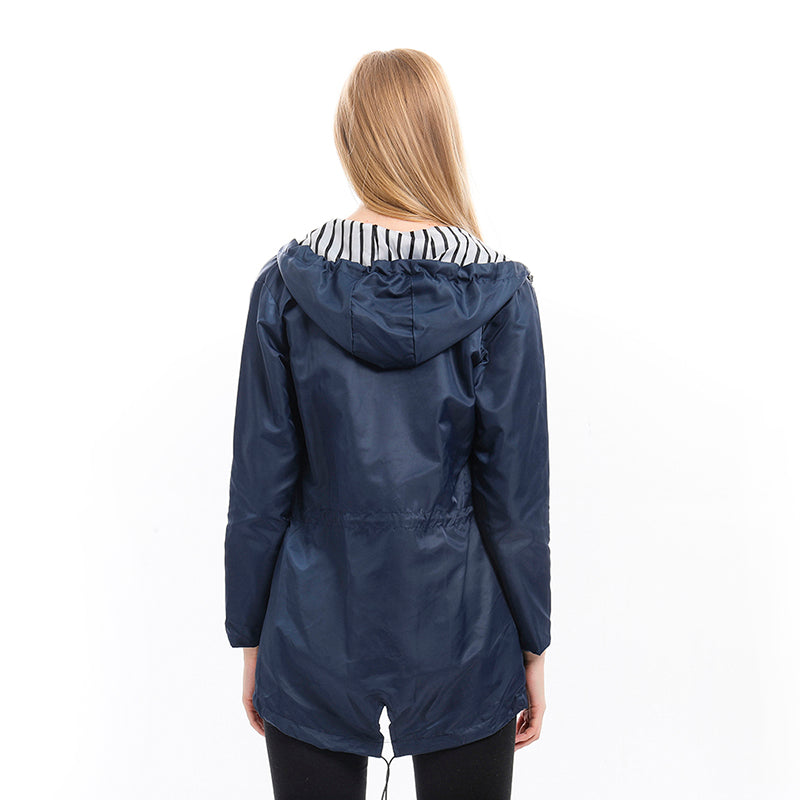 Dames regenjas met capuchon | Lichtgewicht wind- en waterdicht jack