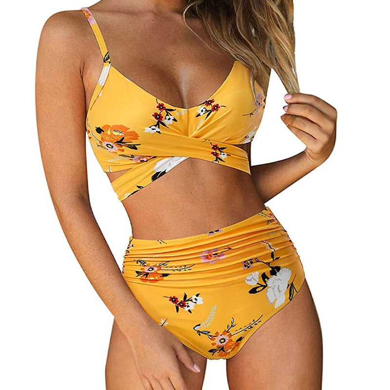 Dames bikini set met hoge taille en verschillende prints