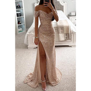 Glitter Zeemeermin Avondjurk met Off-Shoulder Hals