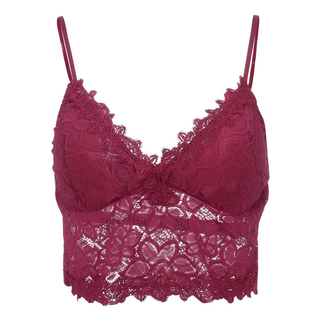 Women's mesh top with spaghetti straps and lace
