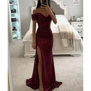 Glitter Zeemeermin Avondjurk met Off-Shoulder Hals