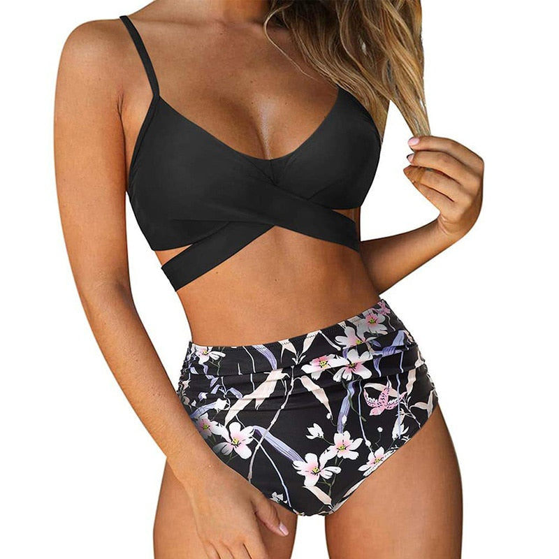 Dames bikini set met hoge taille en verschillende prints