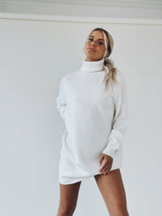 Oversized dames sweater dress | Knitwear mini-jurk met turtleneck