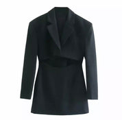 Dames blazer jurk met cut-out - Cropped blazer en mini rok look