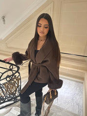 Chique Dames Mantel | Faux Fur | Imitatie Bont | Luxe Wikkel Poncho | Elegante Jas | Winter