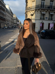 Chique Dames Mantel | Faux Fur | Imitatie Bont | Luxe Wikkel Poncho | Elegante Jas | Winter