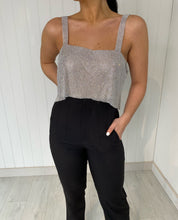 Dames crop top met diamanten en verstelbare sluiting - Feestelijk
