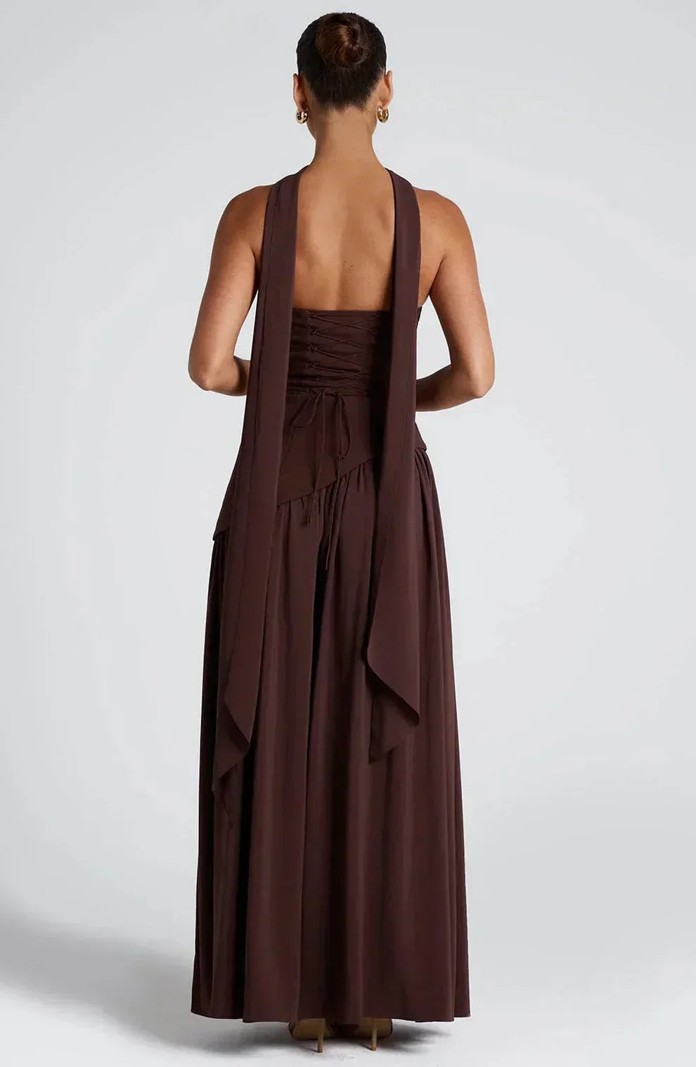 Dames avondjurk strapless met asymmetrische taille