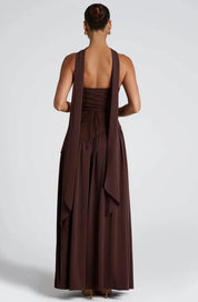 Dames avondjurk strapless met asymmetrische taille