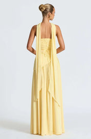 Dames avondjurk strapless met asymmetrische taille