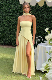 Dames avondjurk strapless met asymmetrische taille