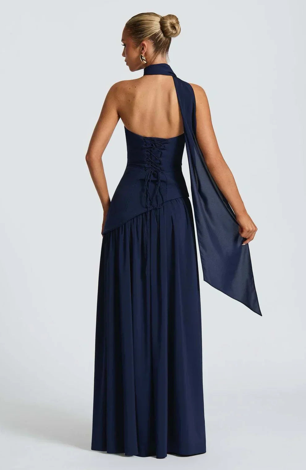Dames avondjurk strapless met asymmetrische taille