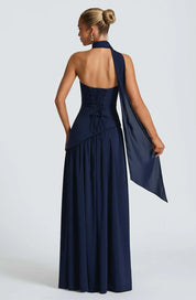 Dames avondjurk strapless met asymmetrische taille