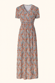 Dames bohemian zomerjurk maxi met ceintuur en lange mouwen