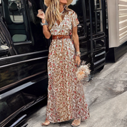 Dames bohemian zomerjurk maxi met ceintuur en lange mouwen