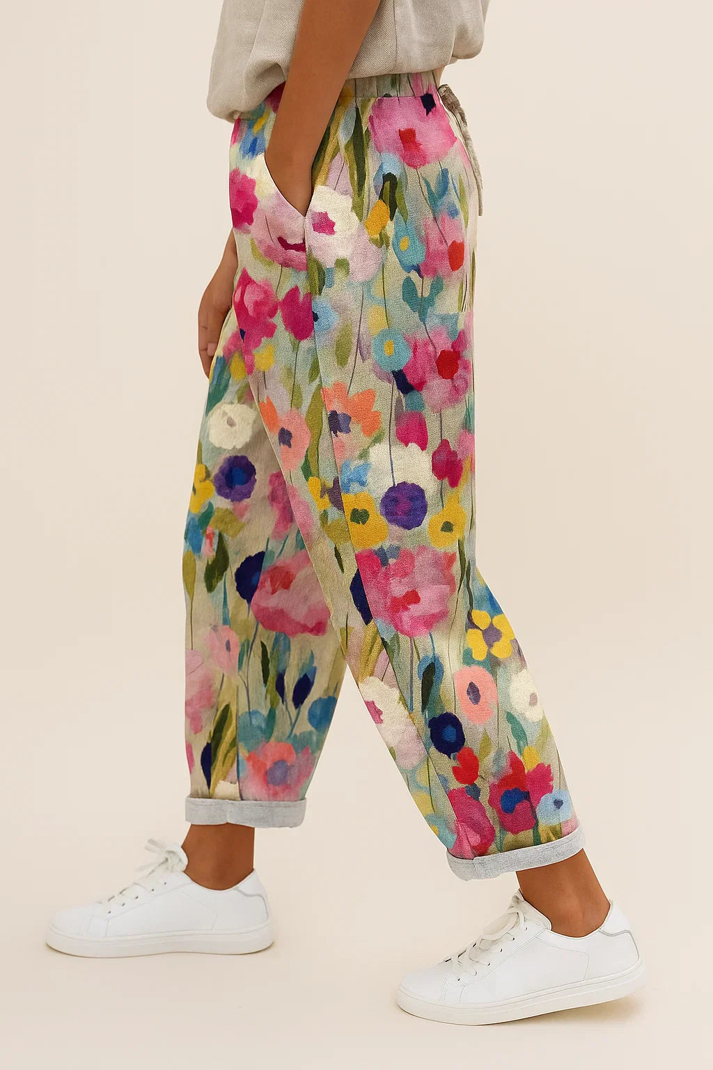 Dames joggingbroek met bloemenprint