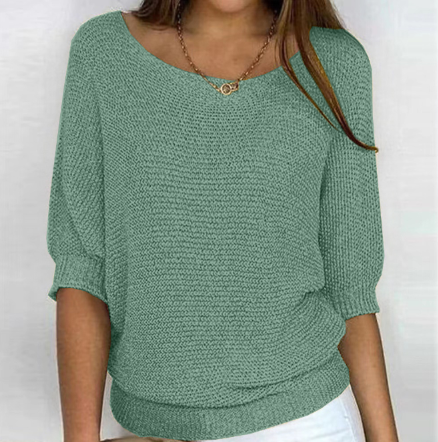 Luchtige dames trui | Halflange mouw gebreid shirt